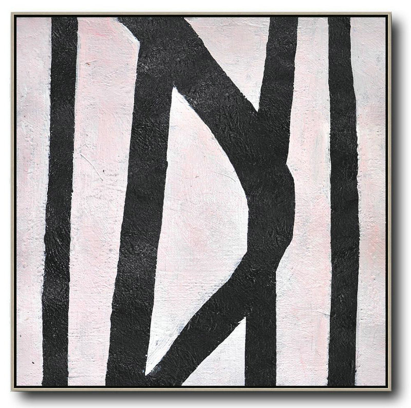 Hand Made Abstract Art,Hand-Painted Oversized Minimal Black And White Painting,Abstract Painting Modern Art